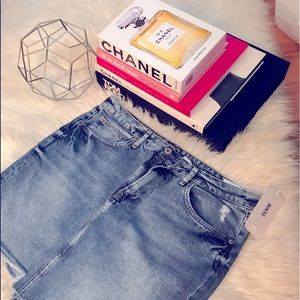 H&M Distress Mini Denim Jean Skirt